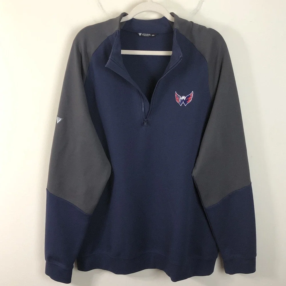 Washington Capitals Levelwear NHL 1/4 Zip Pullover Men's Sz XL Navy Hockey